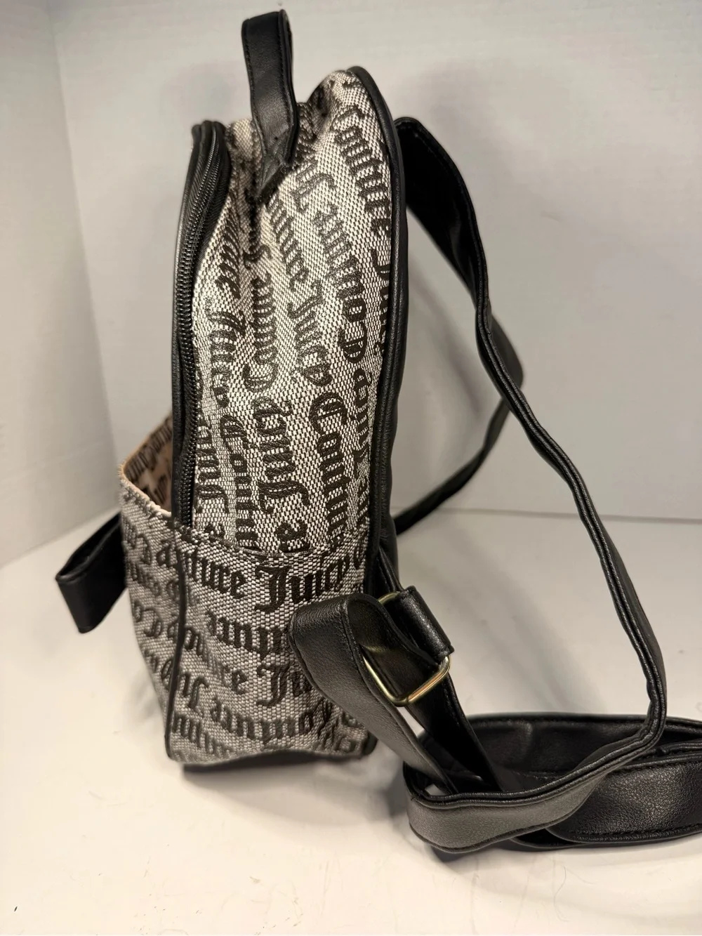 Juicy Couture Gothic Status Black and White Monogram Logo Mini Backpack